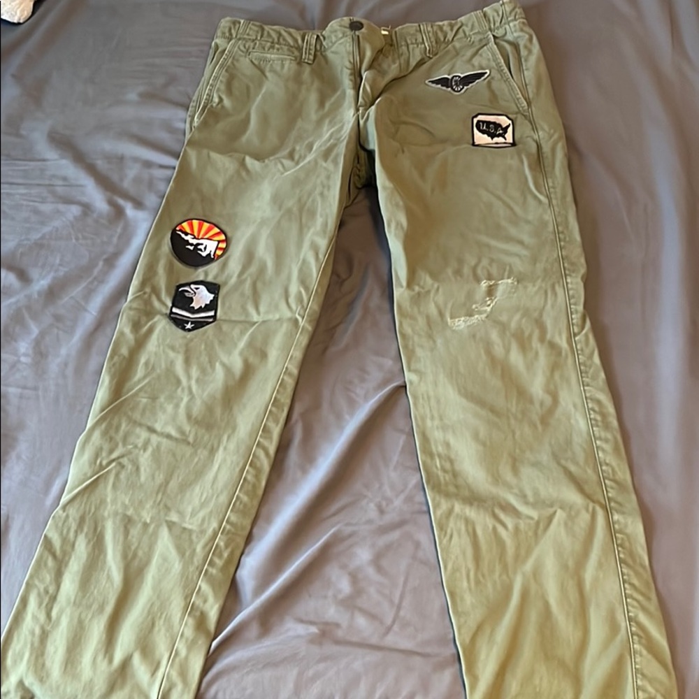 Gap Green pants with patches